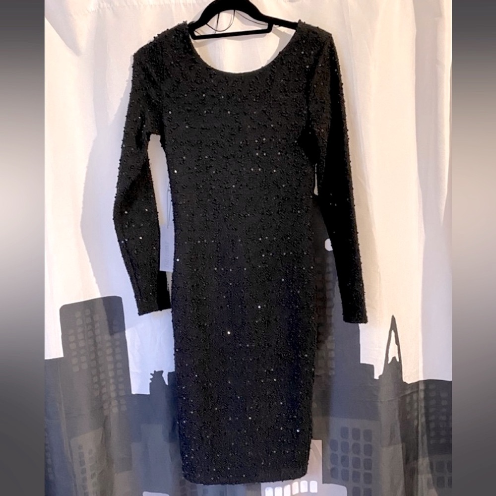 Jennifer Lopez Black Tie Sequin Black Dress